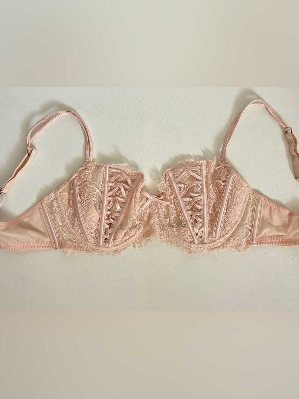 Victoria's Secret Pink Lace Underwire Bra with Corset Detail